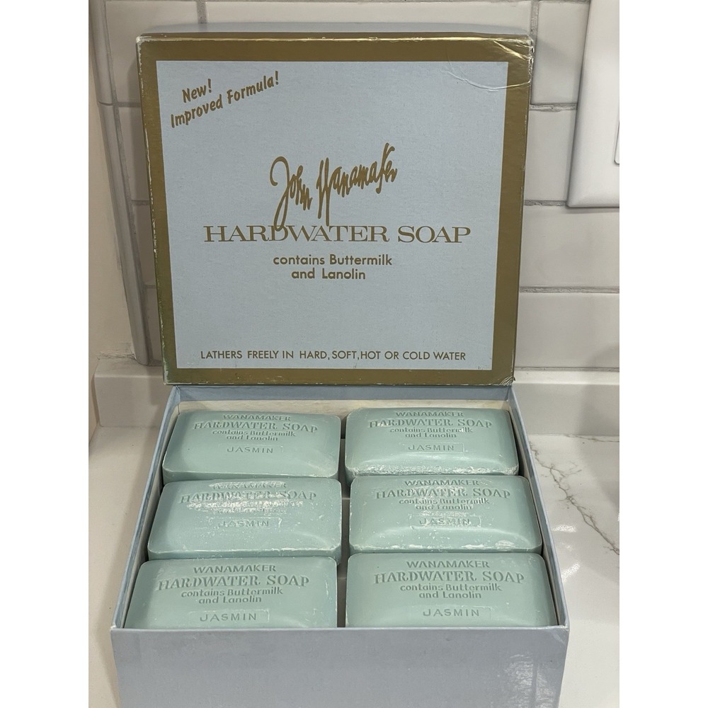 Vintage‎ John Wanamaker Hardwater Soap Jasmin Bar Bath Buttermilk Lanolin 12 Ct